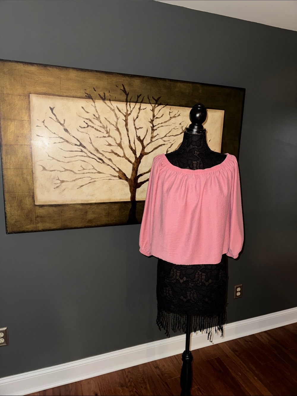 Pink Off-Shoulder Peasant Top